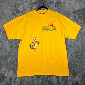 Vintage Disney Shirt Mens XL Yellow Pooh Tigger Single Stitch Disney Designs USA